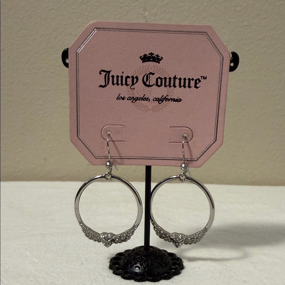 Juicy Couture Silver Crystal Hoop Earrings